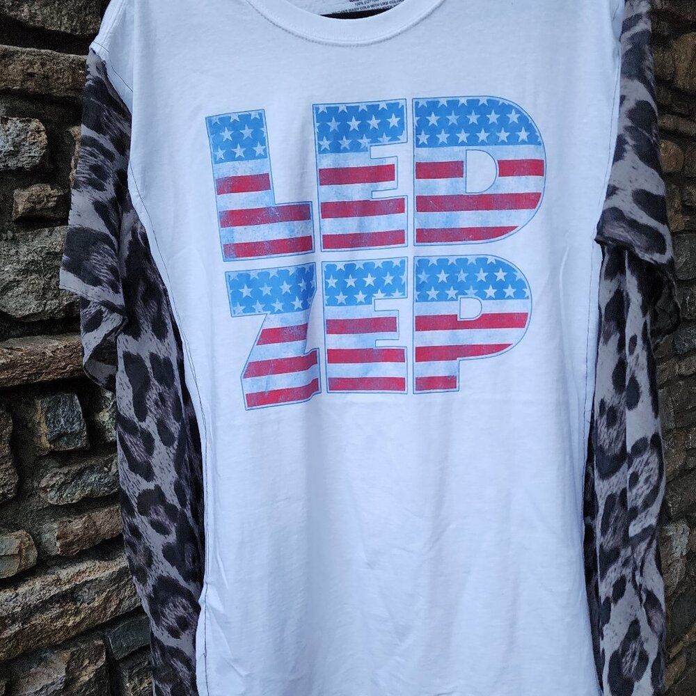 Led Zeppelin American Flag Upcycled Band Tee